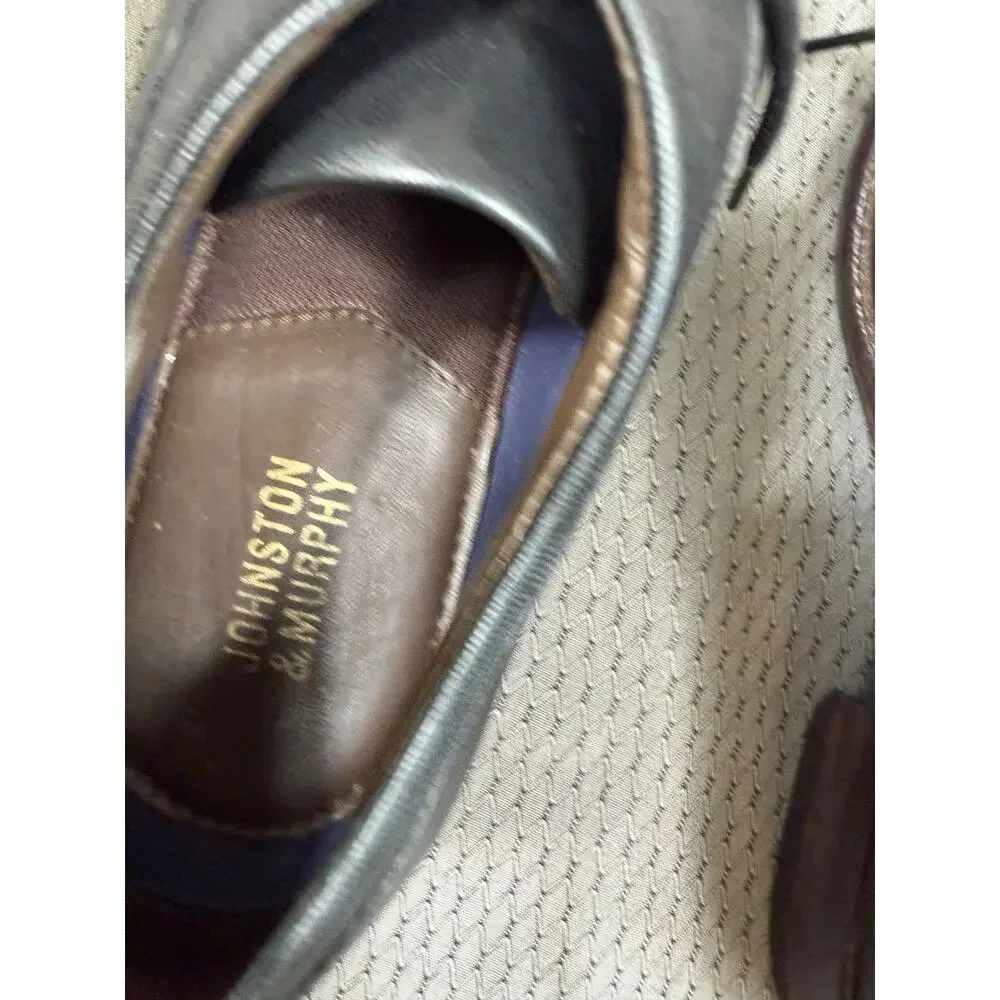 Johnston & Murphy Shoes Mens Size 7.5M Black Leather Cap Toe Derby Dress